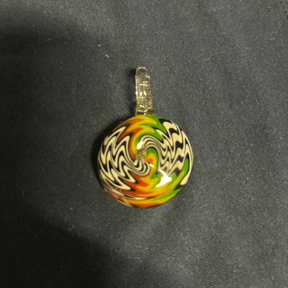 2 Hand Blown Colorful Swirl Glass Pendants